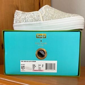 Kate Spade Keds Women's Cream Glitter Sneakers